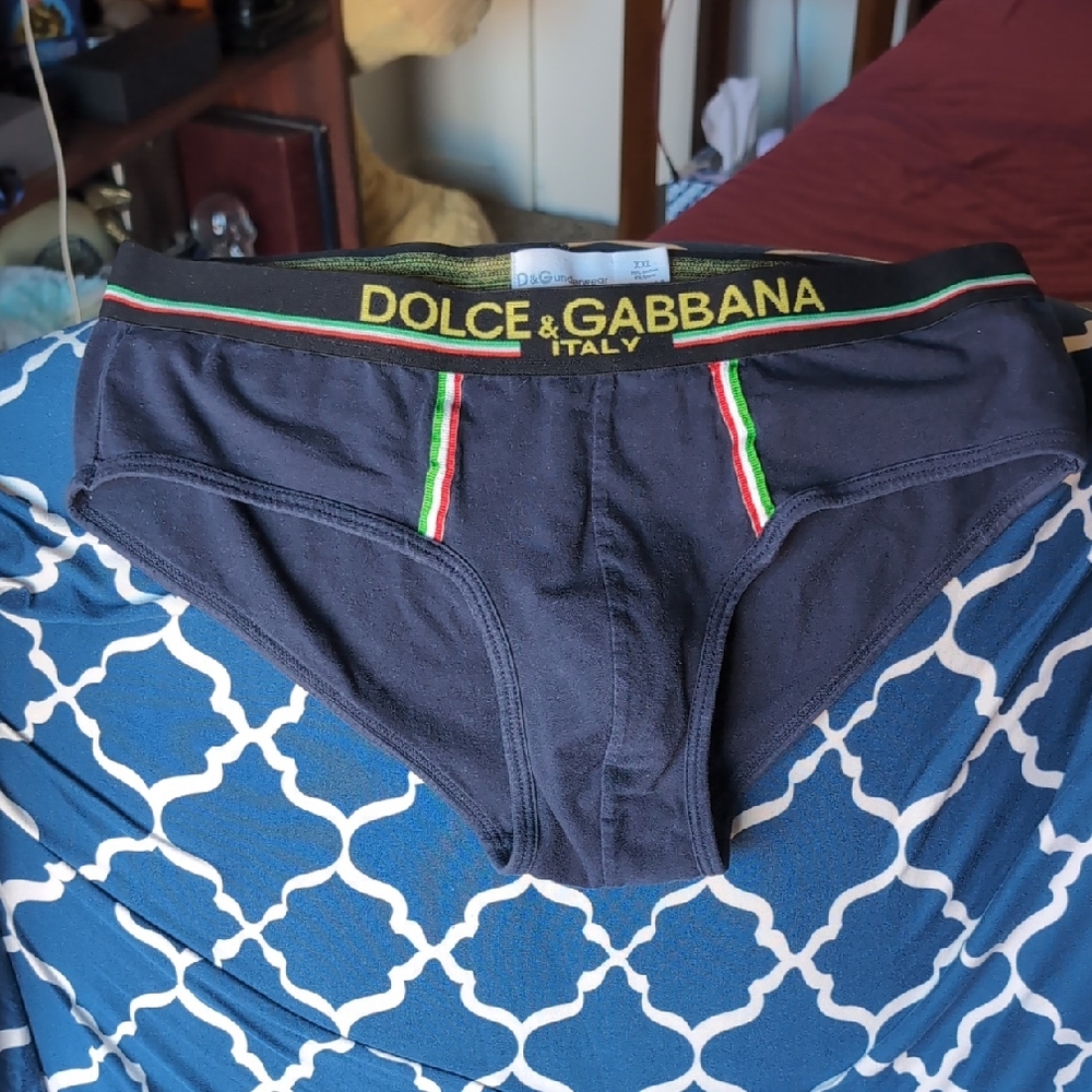 Dolce & Gabbana Black Briefs with Italian Flag Accents